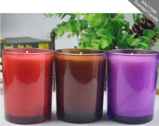 Different color glass jar scented candle