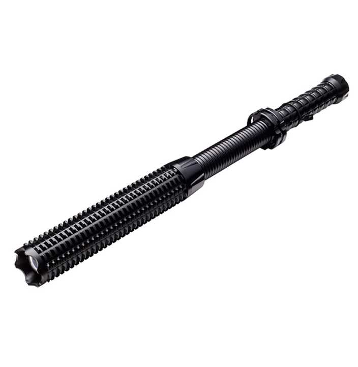 Zoomable Strobe electric baton shock police self defense flashlight