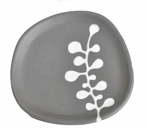 Gray Irregular Fancy Artistic Ceramic Plate