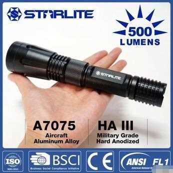 STARLITE 500 lumens police led torch rechargeable emergency flashlight