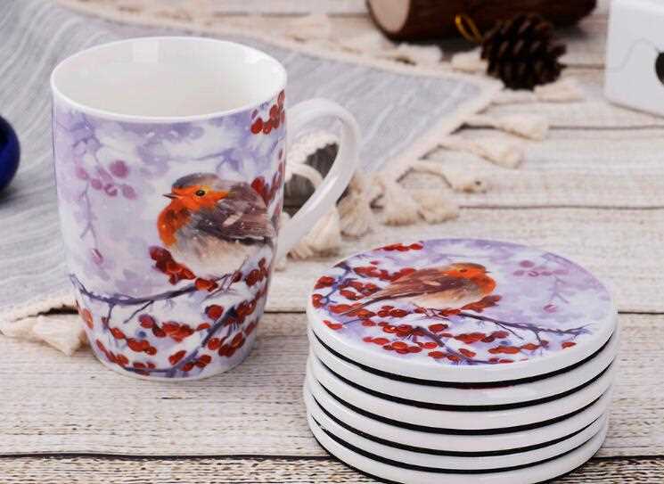 AB Grade Tea Mugs With Coaster And Tin Gift Box