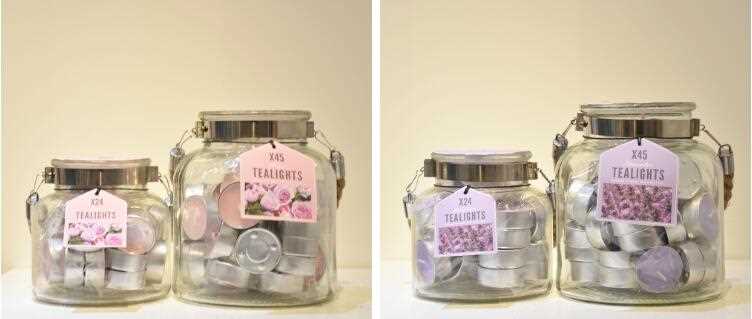 Glass Bottle Container Tealight Candle Set With Lid