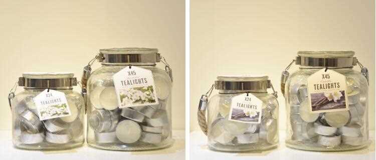 Glass Bottle Container Tealight Candle Set With Lid