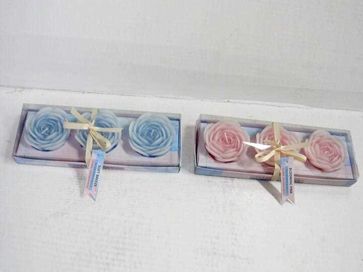 3 Layered Color Rose Flower Tealight Candle