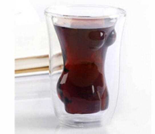Special shaped double wall glass cup