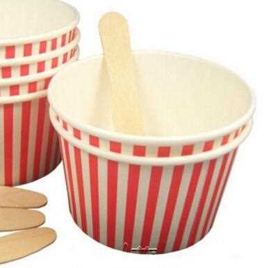 food grade custom logo ice cream paper cup with lid spoon