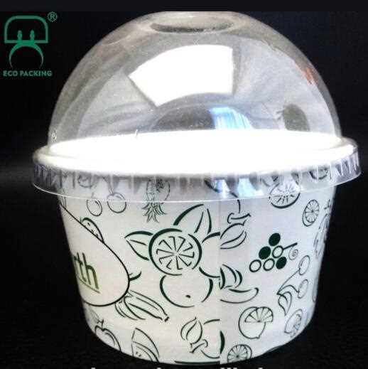 custom logo 6 oz recycled ice cream paper cup with dome lid