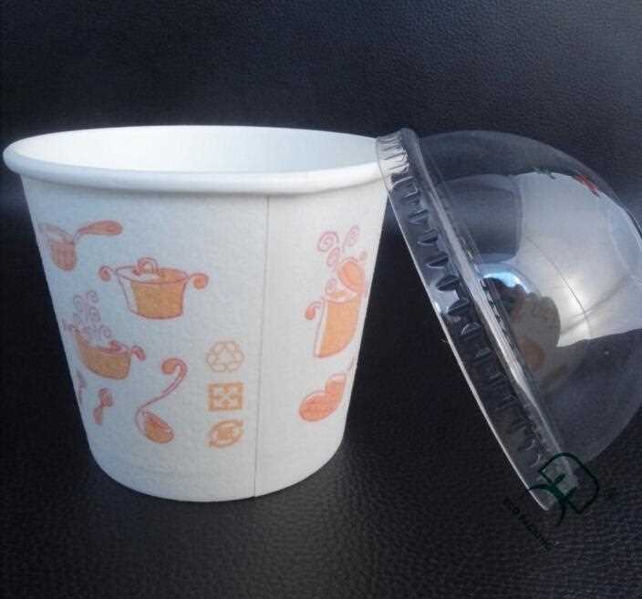 130ml disposable recycled ice cream paper cup with plastic lid