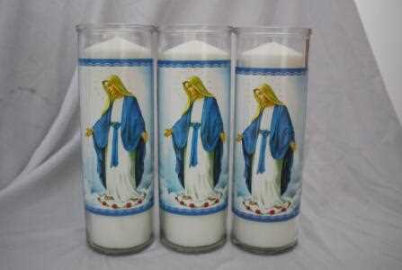 Church candles with glass holder for religious activities 