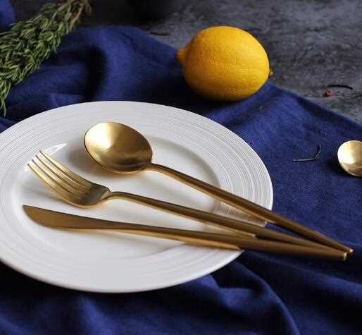 Wedding Party Favor Brushed Gold Cutlery 