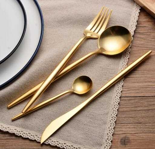 Wedding Party Favor Brushed Gold Cutlery 