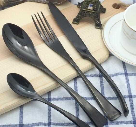 New Design High Quality Black Gold Plated Cutlery