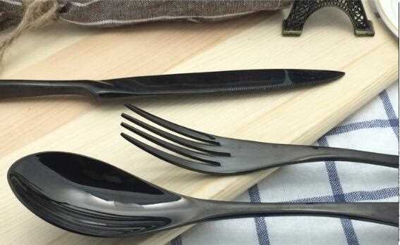 New Design High Quality Black Gold Plated Cutlery