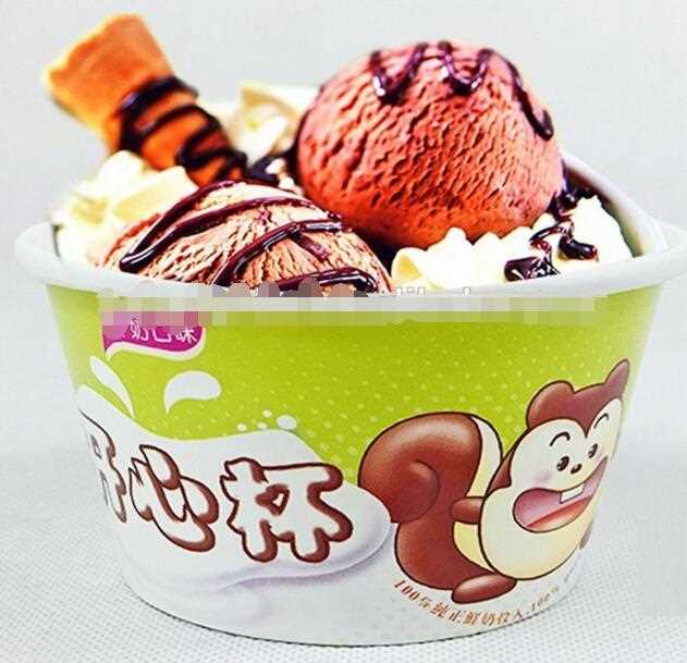 Colorful ice cream paper cup with lid spoon 130ml 160ml paper cup for ice cream