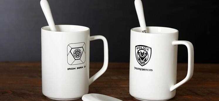 14oz Fancy Logo Decal Coffee Mugs With Lids