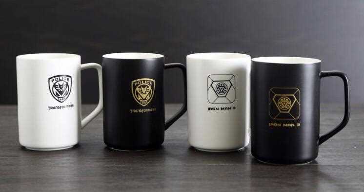 14oz Fancy Logo Decal Coffee Mugs With Lids