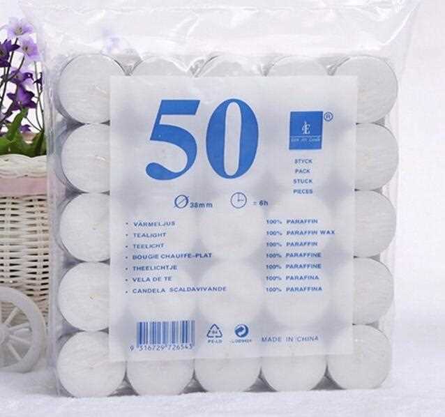 Lot 50 Unscented white tealight candle