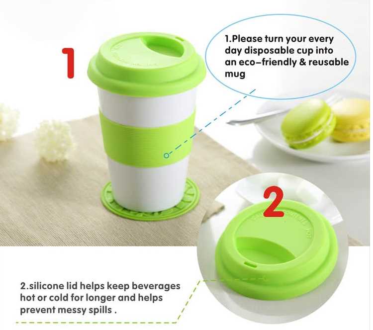 400cc ceramic cup mugs with silicone lid and band