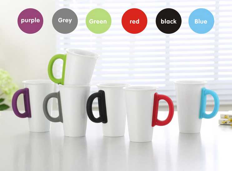 White Cappuccino Coffee Ceramic Cup With Silicone Handle