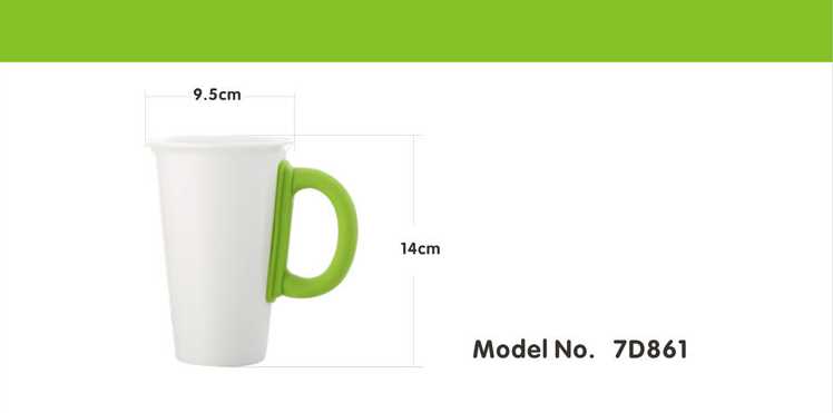White Cappuccino Coffee Ceramic Cup With Silicone Handle