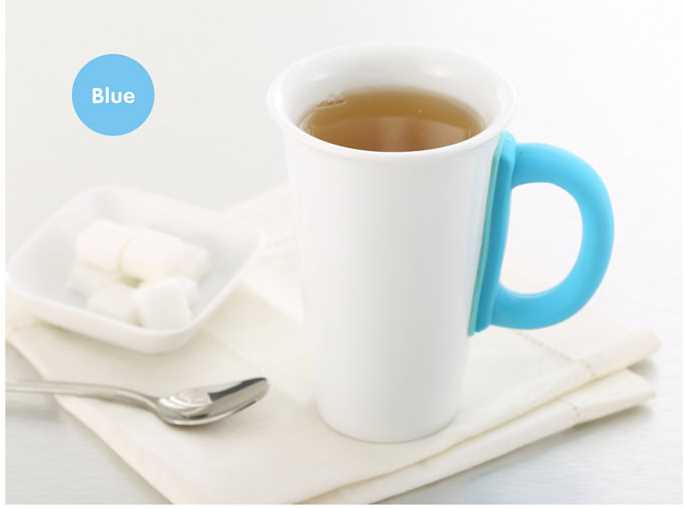 White Cappuccino Coffee Ceramic Cup With Silicone Handle