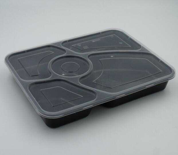  Big volume 5 compartments fancy clear food packaging boxes 