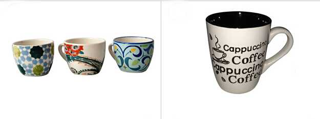 Various shapes and colors stoneware mug