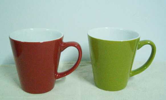 Tapered color glazing ceramic coffee mug wholesale