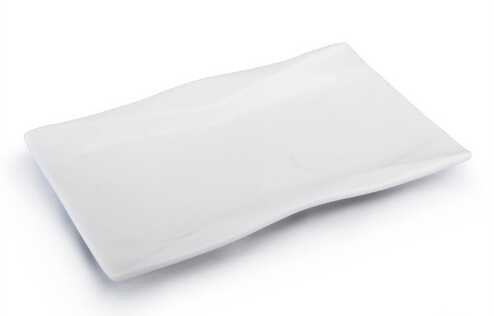 Rectangle white with decal porcelain enameled plate