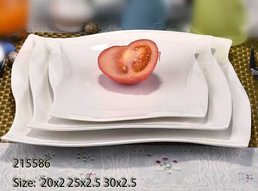 Stocked cheap white square plate for hotel and restaurant