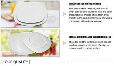 Two sizes square white dinner plate for restaurant