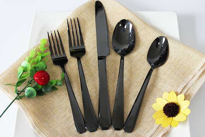 Disposable eco-friendly black cutlery set wholesale