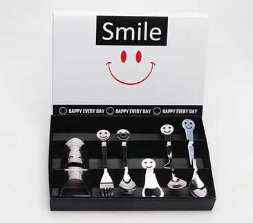 Cheap smiling face shape cutlery set for business gift