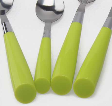 Customed plastic handle 24 pcs cutlery set