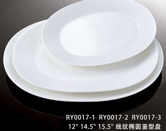 OEM&ODM lines decoration oval shape porcelain plate