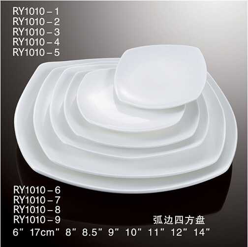 Restaurant widely used square ceramic dinner plate