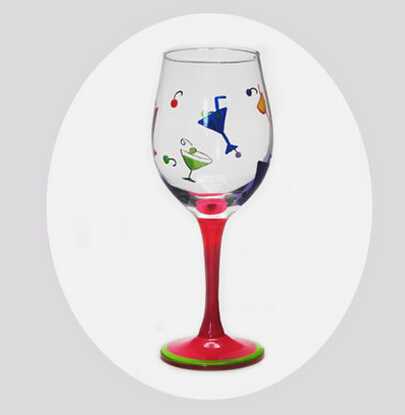 320ml high quality cheap colorful hand painted wine glass