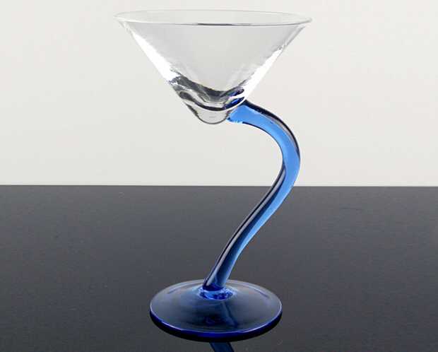 Transparent and blue popular hand-made martini glass
