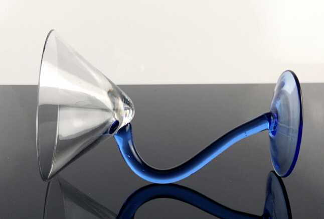 Transparent and blue popular hand-made martini glass