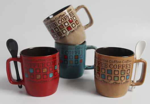 High quality customized color and size embossed coffee mug wholesale