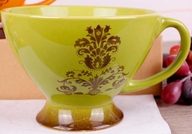 Logo printed high-grade ceramic coffee mugs with a base