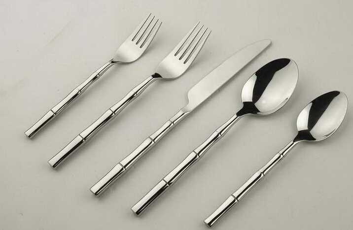 Bamboo Shaped Handle Stainless Steel Fork Knife And Spoon