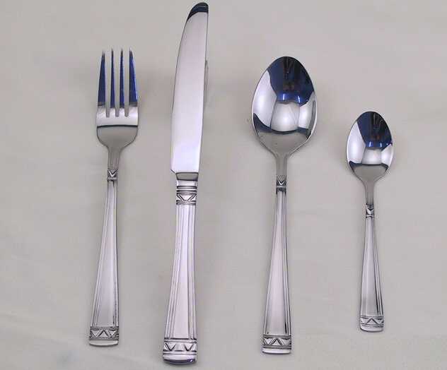 Stainless Steel Fork Tableware With Flat And Patterned Handle 