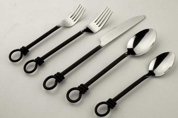 Ring Tail Black Handle Stainless Steel Cutlery Set
