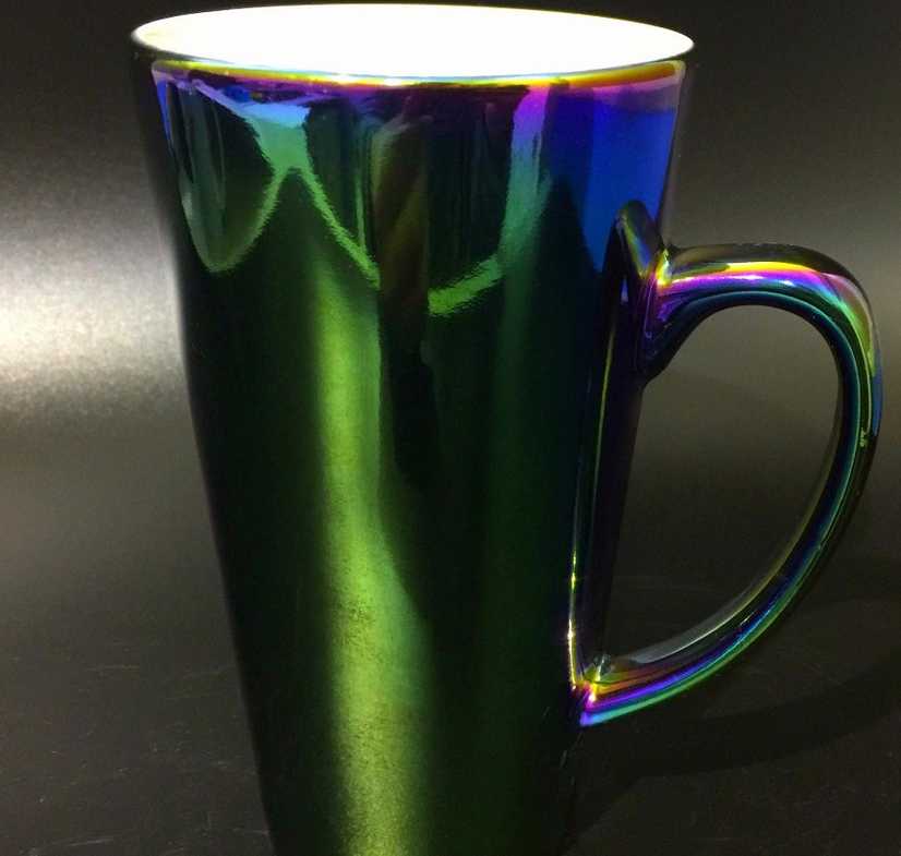 Dark Green Painted Glaze Funnel Shape Ceramic Drinking Mug