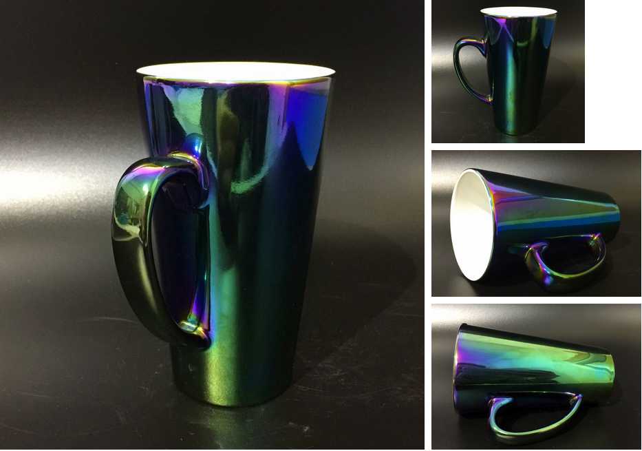 Dark Green Painted Glaze Funnel Shape Ceramic Drinking Mug