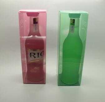  Wholesale see-through custom printed PET plastic beverage packaging box for wine/champagne/vodka 
