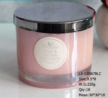 Luxury cylinder glass jar scented candle