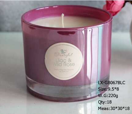 Luxury cylinder glass jar scented candle