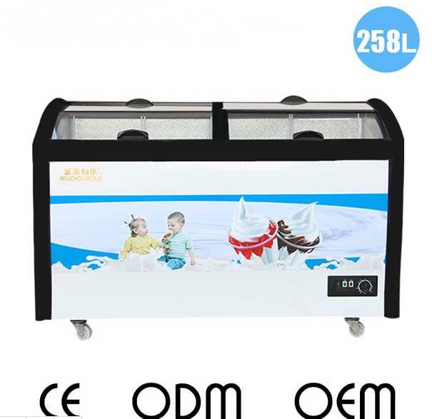 Four Toughened Coating Glass Doors Ice Cream Showcase